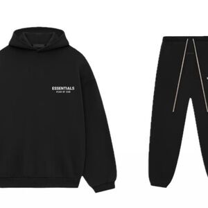 Essentials Fear of God Black Hoodie and Sweatpants Set
